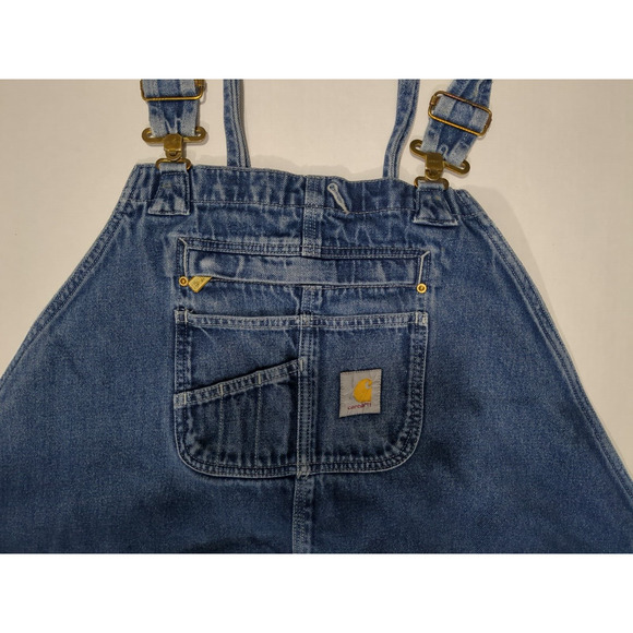 Carhartt Denim Bib Overalls 54x32 Mens Loose Fit Carpenter 104672 DST - Picture 5 of 12